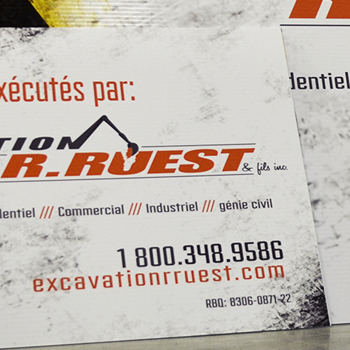 Enseigne sur panneau Coroplast pour Excavation Ruest