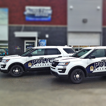 Lettrage des Explorer de la Police de Sherbrooke