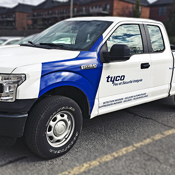 Lettrage d'une camionnette pour Tyco